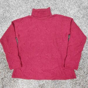Paul Stuart 100% Cashmere Sweater Womens Medium Red Turtleneck Soft Holiday